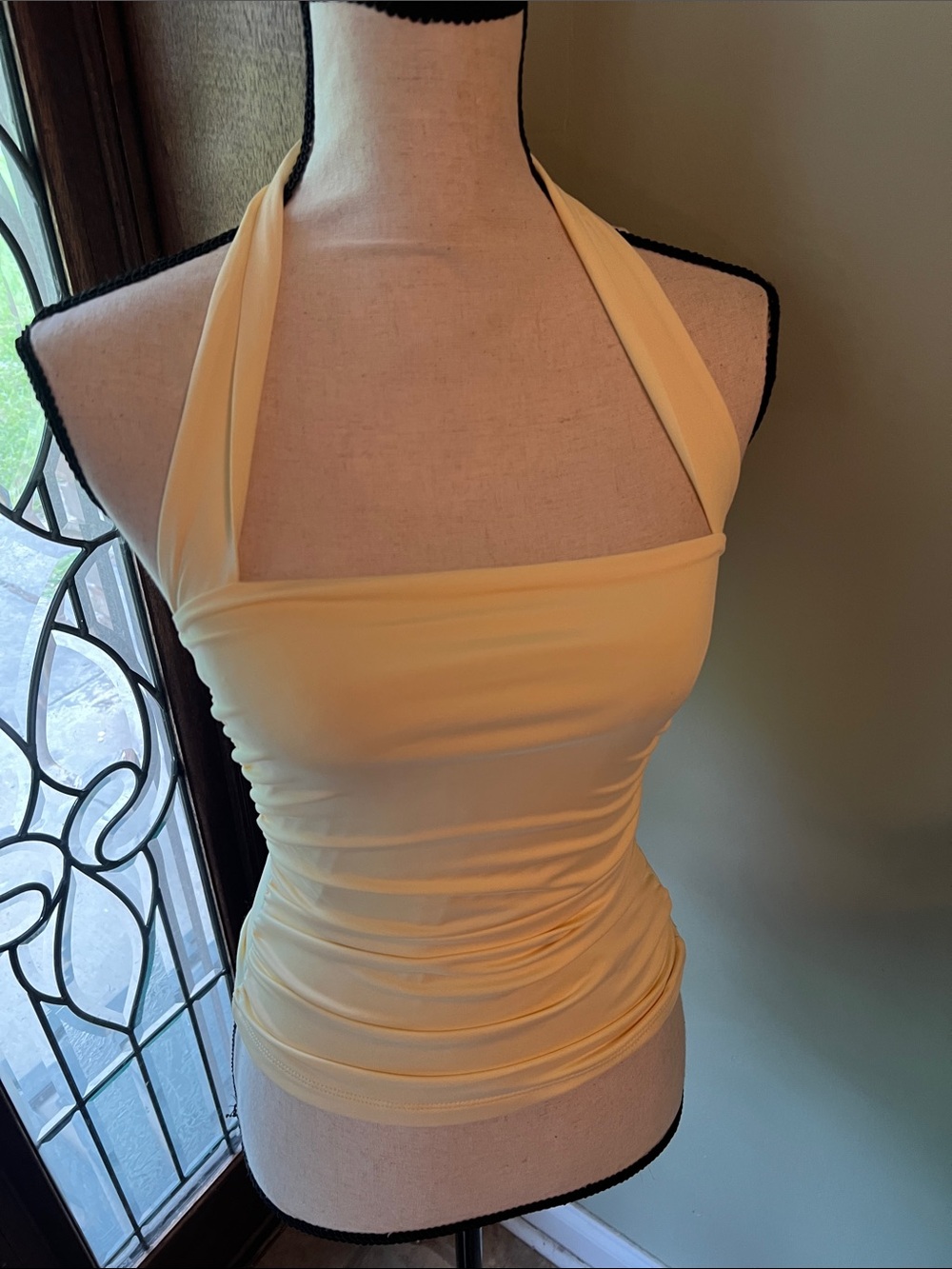 Buttercup Yellow Halter Ruched Tank - Picture 6 of 8